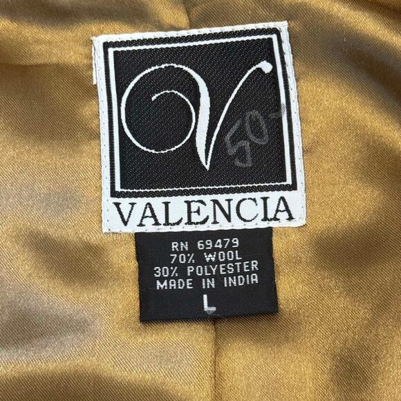 Valencia Wool Western Cowboy Embroidered Jacket Womens L Tan Studded Rodeo Coat - Picture 16 of 16